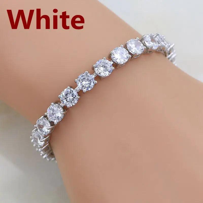 Red Garnet & Zircon 925 Silver Link Bracelet
