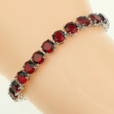 Red Garnet & Zircon 925 Silver Link Bracelet