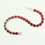 Red Garnet & Zircon 925 Silver Link Bracelet