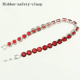 Red Garnet & Zircon 925 Silver Link Bracelet