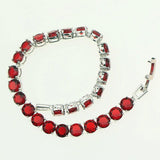 Red Garnet & Zircon 925 Silver Link Bracelet