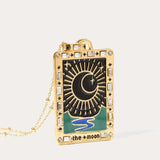 Stainless Steel Tarot Pendant Necklace Star Moon Strength