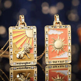 Stainless Steel Tarot Pendant Necklace Star Moon Strength
