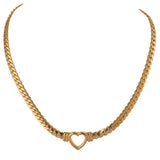 Heart Chain Necklace Stainless Steel Women Metal Texture Flat Collar
