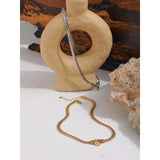 Heart Chain Necklace Stainless Steel Women Metal Texture Flat Collar