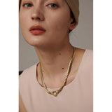 Heart Chain Necklace Stainless Steel Women Metal Texture Flat Collar
