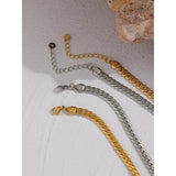 Heart Chain Necklace Stainless Steel Women Metal Texture Flat Collar