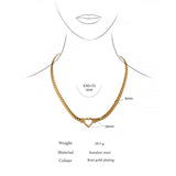 Heart Chain Necklace Stainless Steel Women Metal Texture Flat Collar