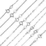 8pcs 925 Sterling Silver Link Chains for Women,45cm Long Chain Necklace