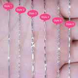 8pcs 925 Sterling Silver Link Chains for Women,45cm Long Chain Necklace