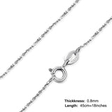 8pcs 925 Sterling Silver Link Chains for Women,45cm Long Chain Necklace