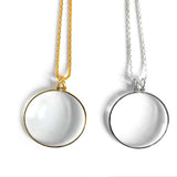 Monocle Necklace 6X Magnifier Glass Pendant Silver Plated Chain Women Jewelry
