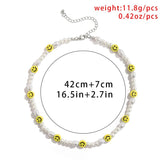 Pearl Necklace Women Men Smiley Clay Necklaces Beaded Choker Jewelry Gift