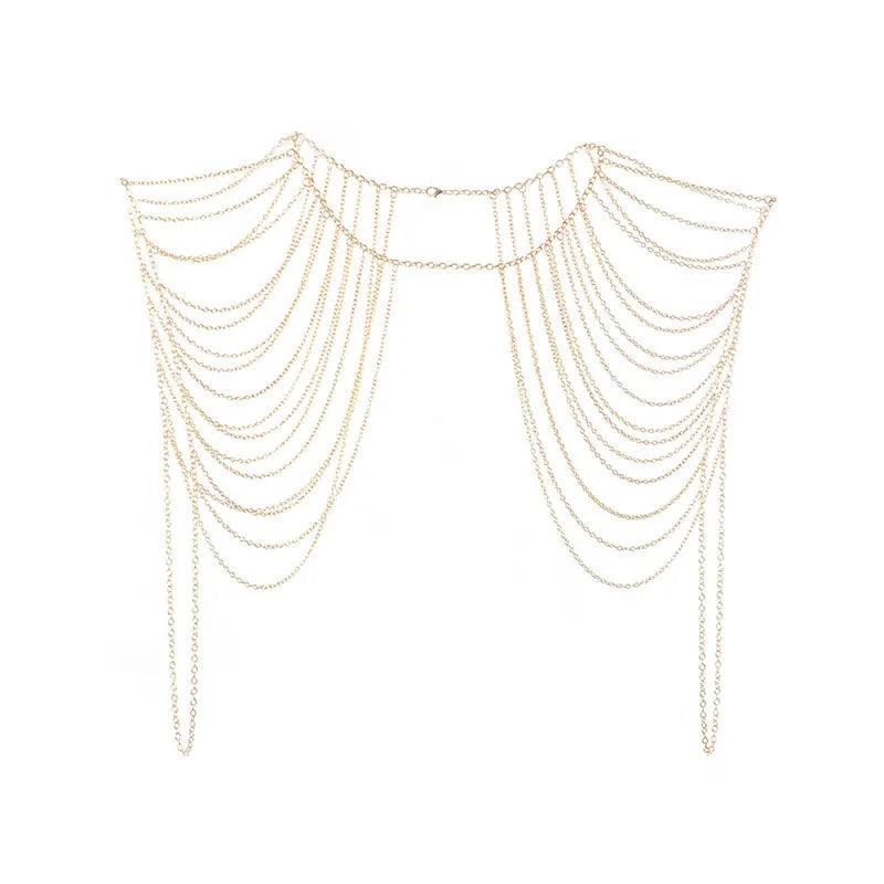Boho Punk Chain Necklaces Collar Shoulder Chain Style Long Necklaces