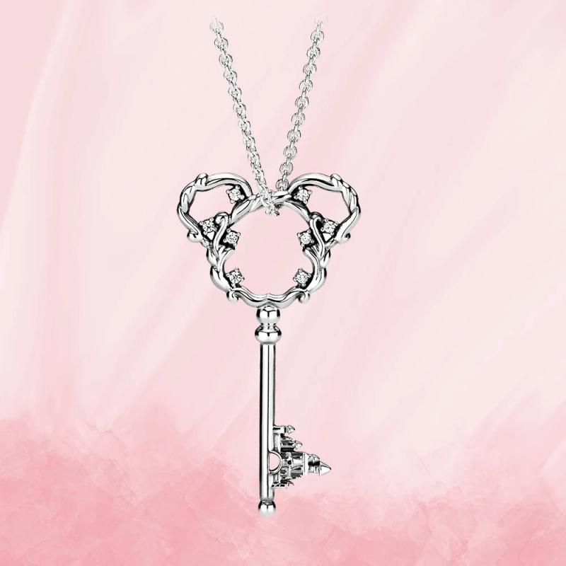 925 Silver Magic Key Necklace Charm with Full Diamond Inlay