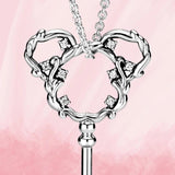 925 Silver Magic Key Necklace Charm with Full Diamond Inlay