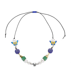 Dice Skull Necklace Street Christmas Butterfly Round Bead Couple Necklace