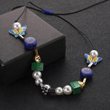 Dice Skull Necklace Street Christmas Butterfly Round Bead Couple Necklace