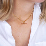 18K Plated T Bar Chain Choker Necklace