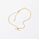 18K Plated T Bar Chain Choker Necklace