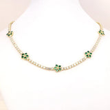 CZ Choker Flower Necklace Tennis Chain Goth Jewelry
