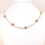 CZ Choker Flower Necklace Tennis Chain Goth Jewelry