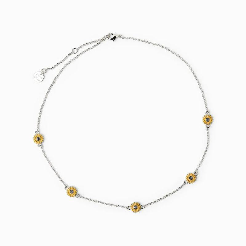 Boho Sunflower Enamel Daisy Choker Necklace Vintage Charm Jewelry