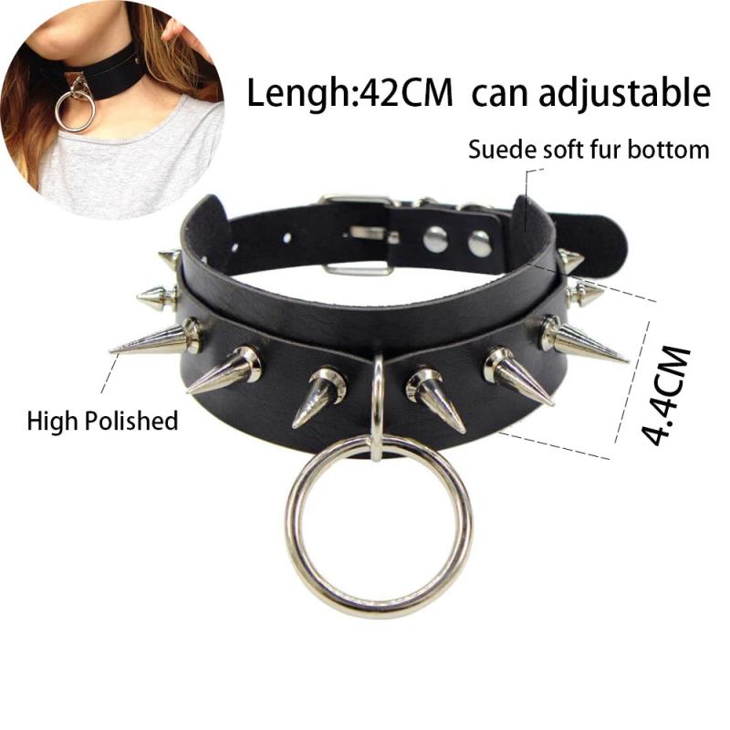 Sexy Punk Egirl Choker Leather Collar Bondage Goth Jewelry Gothic Necklace