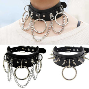 Sexy Punk Egirl Choker Leather Collar Bondage Goth Jewelry Gothic Necklace