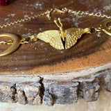 Moth Moon Necklace Woman Vintage Accessories Jewelry