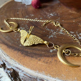 Moth Moon Necklace Woman Vintage Accessories Jewelry