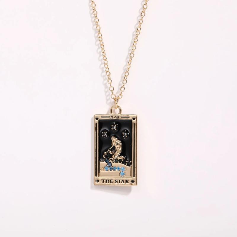 Colorful Tarot Necklace Star Moon Rose Sun Pendant Necklaces