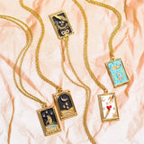 Colorful Tarot Necklace Star Moon Rose Sun Pendant Necklaces