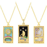 Colorful Tarot Necklace Star Moon Rose Sun Pendant Necklaces