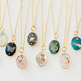 Crystal Birthstone Zodiac Necklace Nature Stone Jewelry