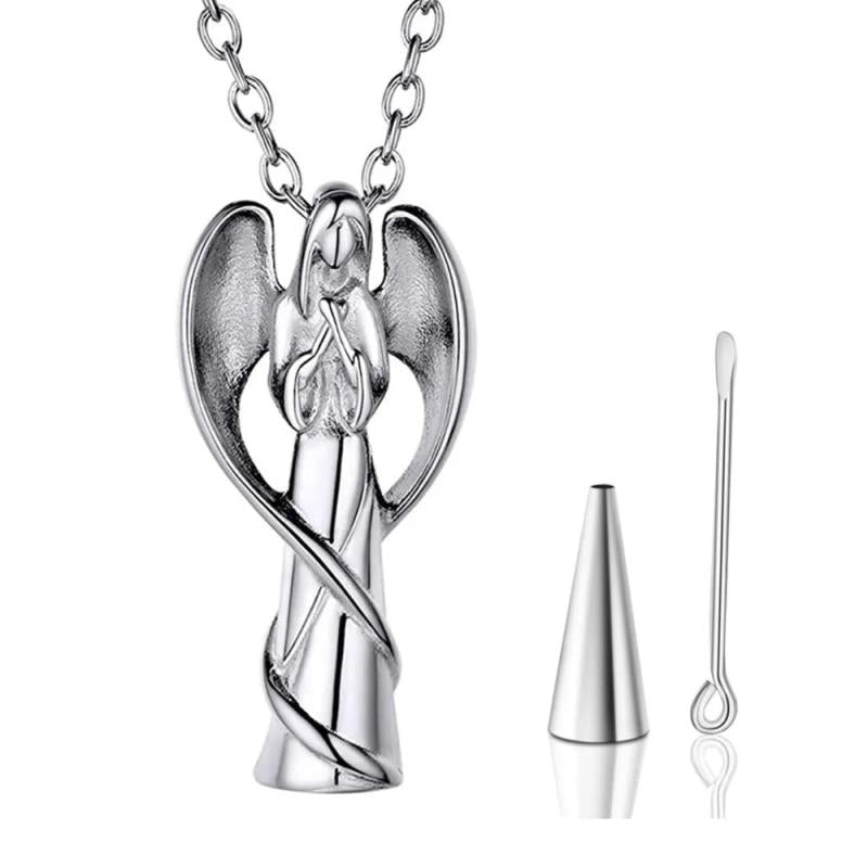 Angel Cremation Stainless Steel Pendant Necklace Ashes Keepsake Holder