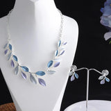 Enamel Leaf Necklace Women's Wedding Jewelry Choker Gift