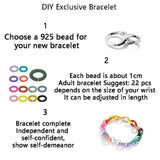 Adjustable 925 Silver Beads Bracelet Unisex Rubber Bracelet Women Men Charms