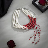 Gothic Pearl & Bloody CCB Beads Choker Necklace Punk Layered Chain Collar