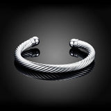 925 Silver Rope Cuff Bracelet Bangle for Women