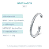 925 Silver Rope Cuff Bracelet Bangle for Women