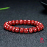 Chinese Red Cinnabar Carving Beads Bracelet Luck Amulet Jewelry
