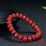 Chinese Red Cinnabar Carving Beads Bracelet Luck Amulet Jewelry