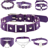 Purple PU Leather Necklace Gothic Sexy Star Tassel Torques Necklace