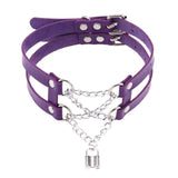 Purple PU Leather Necklace Gothic Sexy Star Tassel Torques Necklace