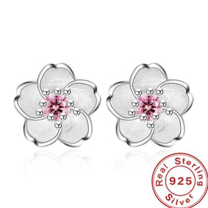 925 Silver Bauhinia Plum Blossom Zircon Earrings