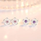 925 Silver Bauhinia Plum Blossom Zircon Earrings