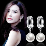 925 Silver Earrings Pearls Agate Shambala Women Wedding Jewelry