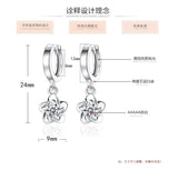 925 Silver Plum Flower Earrings Zircon Purple Crystal Wedding Jewelry
