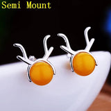 925 Silver Stud Earrings 6-7mm Semi Mount Setting